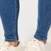 Kıvrımlı Yüksek Bel Koyu Yıkama Süper Dar Kot Pantolon