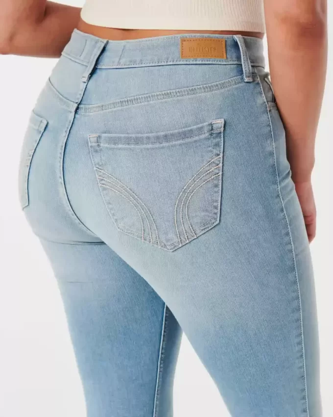 Kıvrımlı Yüksek Bel Orta Yıkama Süper Dar Kot Pantolon