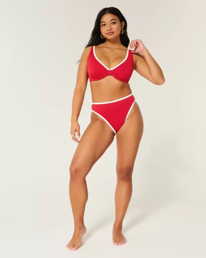 Kıvrımlı Yüksek Uçlu Kaburga Balenli Bikini Üstü Kıvrımlı Yüksek Uçlu Kaburga Balenli Bikini Üstü