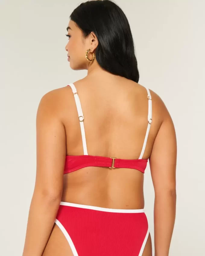 Kıvrımlı Yüksek Uçlu Kaburga Balenli Bikini Üstü Kıvrımlı Yüksek Uçlu Kaburga Balenli Bikini Üstü