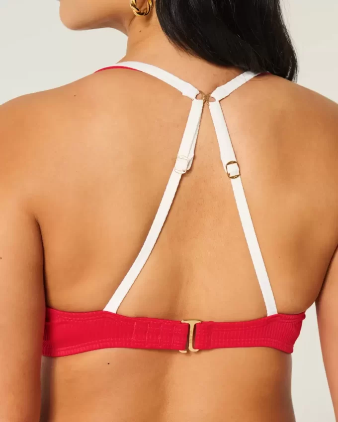 Kıvrımlı Yüksek Uçlu Kaburga Balenli Bikini Üstü Kıvrımlı Yüksek Uçlu Kaburga Balenli Bikini Üstü