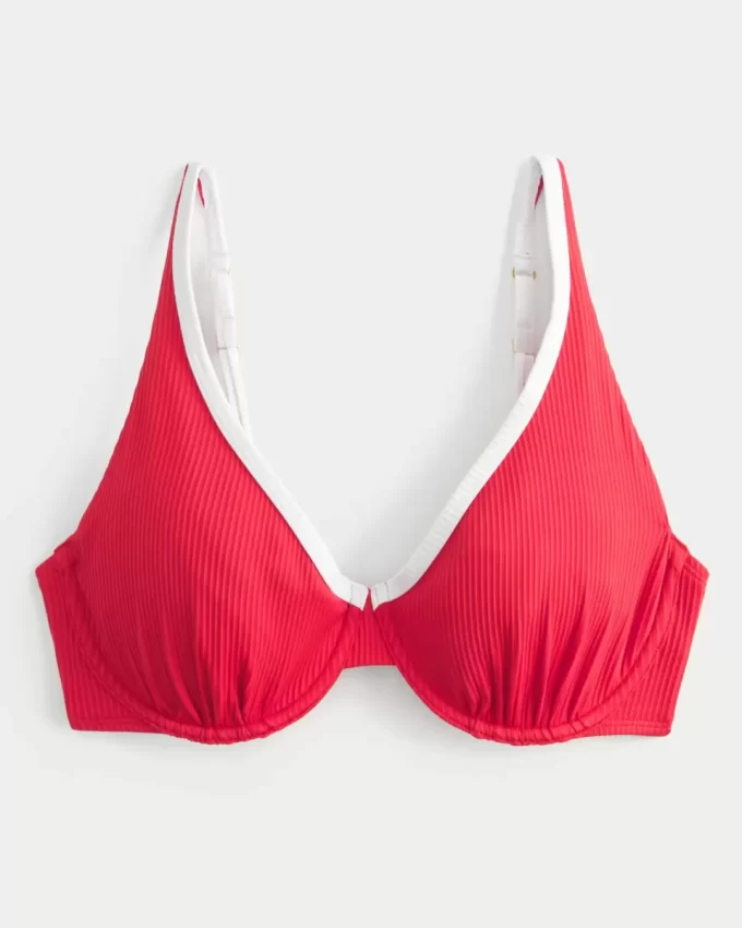 Kıvrımlı Yüksek Uçlu Kaburga Balenli Bikini Üstü Kıvrımlı Yüksek Uçlu Kaburga Balenli Bikini Üstü