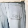 İşlemeli Açık Yıkama Patenci Bol Pantolon