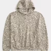 Leopar Desenli Bol Kapüşonlu Sweatshirt