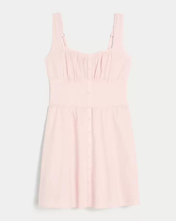 Önü Düğmeli Mini Elbise