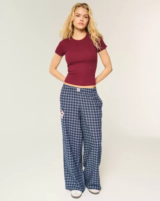 Numaralı Grafik Bol Flanel Pantolon Numaralı Grafik Bol Flanel Pantolon