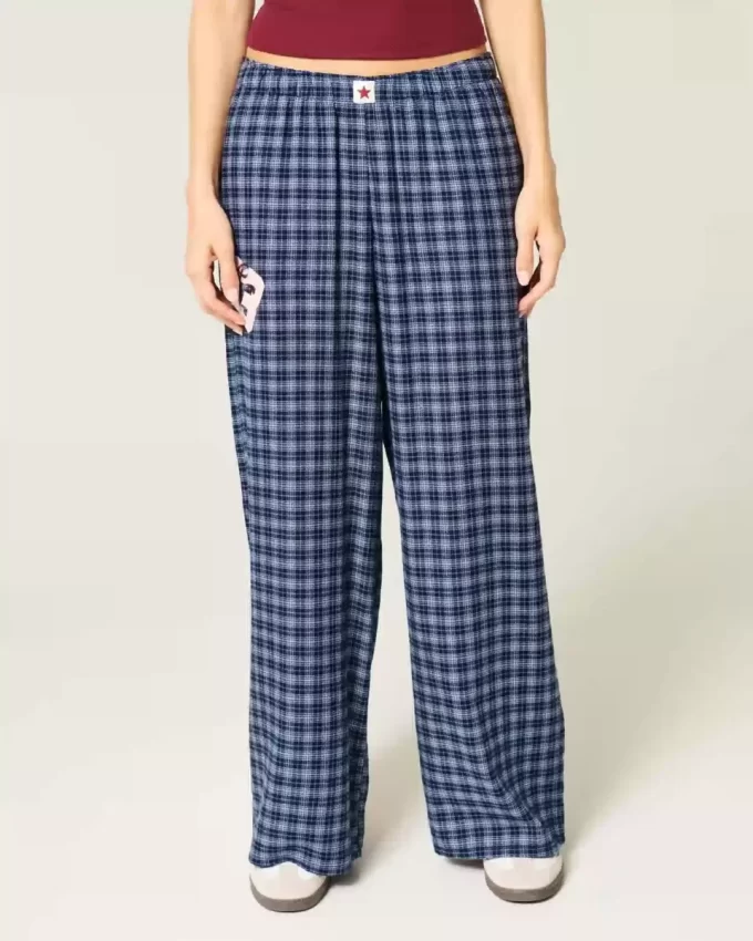 Numaralı Grafik Bol Flanel Pantolon Numaralı Grafik Bol Flanel Pantolon