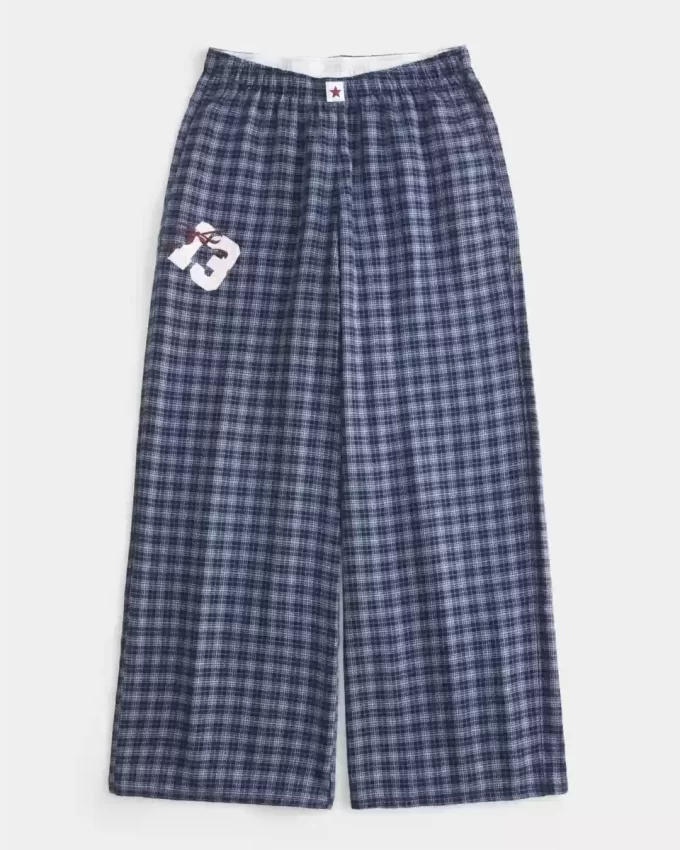Numaralı Grafik Bol Flanel Pantolon Numaralı Grafik Bol Flanel Pantolon
