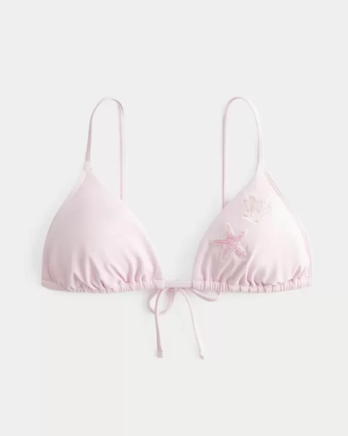 Omuz Üstü Boncuklu Üçgen Bikini Üstü