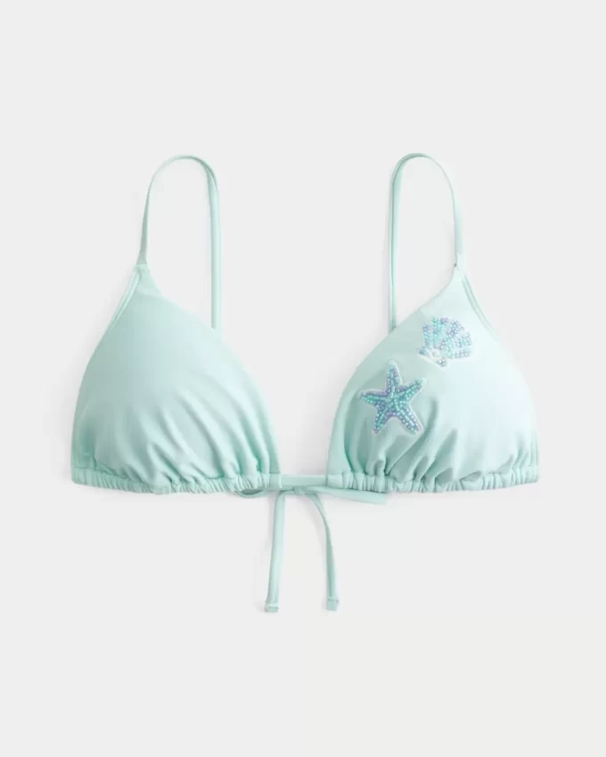 Omuz Üstü Boncuklu Üçgen Bikini Üstü