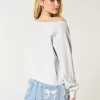 Omuzdan Bağlamalı, Kolay Giyilebilen, Numaralı, Grafikli Sweatshirt