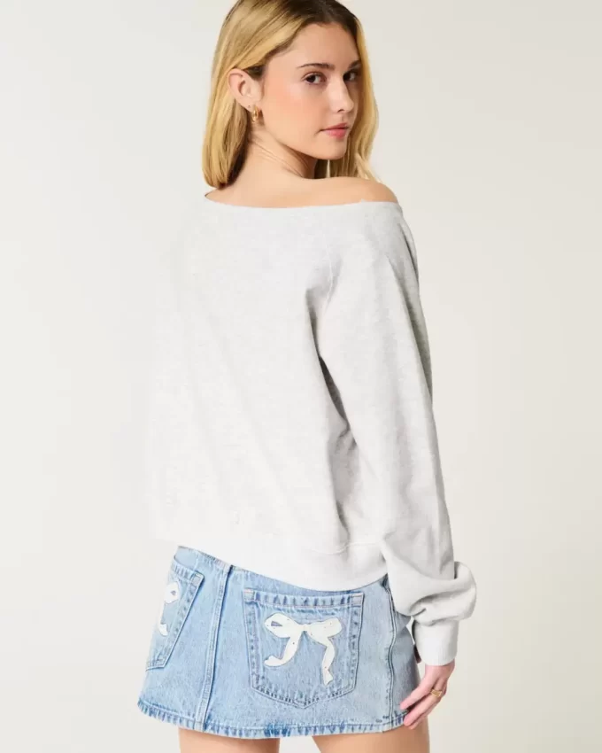 Omuzdan Bağlamalı, Kolay Giyilebilen, Numaralı, Grafikli Sweatshirt