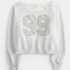 Omuzdan Bağlamalı, Kolay Giyilebilen, Numaralı, Grafikli Sweatshirt