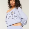 Omuzdan Bağlamalı Kolay Giyilebilen NYC Grafik Sweatshirt