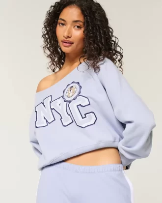 Omuzdan Bağlamalı Kolay Giyilebilen NYC Grafik Sweatshirt
