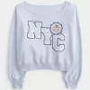 Omuzdan Bağlamalı Kolay Giyilebilen NYC Grafik Sweatshirt