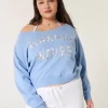 Omuzları Açık, Dalgalı Desenli Grafik Sweatshirt Omuzları Açık, Dalgalı Desenli Grafik Sweatshirt