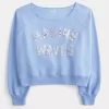 Omuzları Açık, Dalgalı Desenli Grafik Sweatshirt Omuzları Açık, Dalgalı Desenli Grafik Sweatshirt
