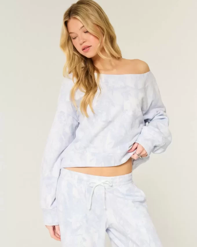 Omuzları Açık Kamuflaj Sweatshirt Omuzları Açık Kamuflaj Sweatshirt