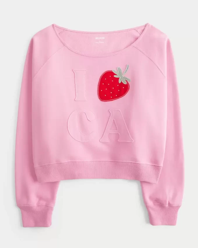Omuzları Açık Kolay Giyilebilen Kaliforniya Grafikli Sweatshirt Omuzları Açık Kolay Giyilebilen Kaliforniya Grafikli Sweatshirt
