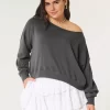 Omuzları Açık Kolay Havlu Sweatshirt Omuzları Açık Kolay Havlu Sweatshirt