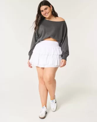 Omuzları Açık Kolay Havlu Sweatshirt