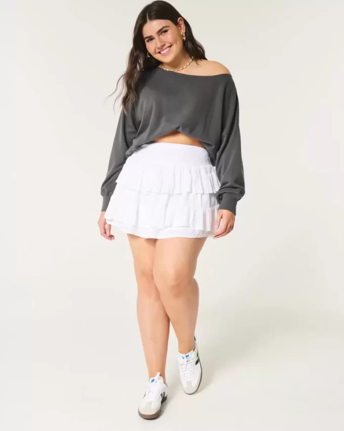 Omuzları Açık Kolay Havlu Sweatshirt Omuzları Açık Kolay Havlu Sweatshirt