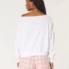 Omuzları Açık Kolay Havlu Sweatshirt Omuzları Açık Kolay Havlu Sweatshirt