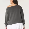 Omuzları Açık Kolay Havlu Sweatshirt Omuzları Açık Kolay Havlu Sweatshirt