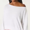 Omuzları Açık Kolay Havlu Sweatshirt Omuzları Açık Kolay Havlu Sweatshirt
