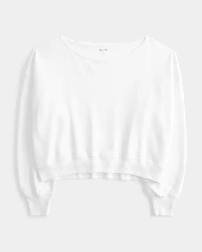 Omuzları Açık Kolay Havlu Sweatshirt Omuzları Açık Kolay Havlu Sweatshirt