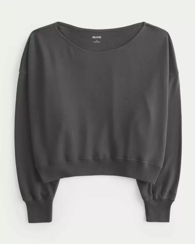 Omuzları Açık Kolay Havlu Sweatshirt Omuzları Açık Kolay Havlu Sweatshirt