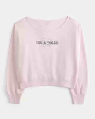 Omuzları Açık Los Angeles Grafik Sweatshirt