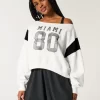 Omuzları Açık Miami Grafik Sweatshirt Omuzları Açık Miami Grafik Sweatshirt