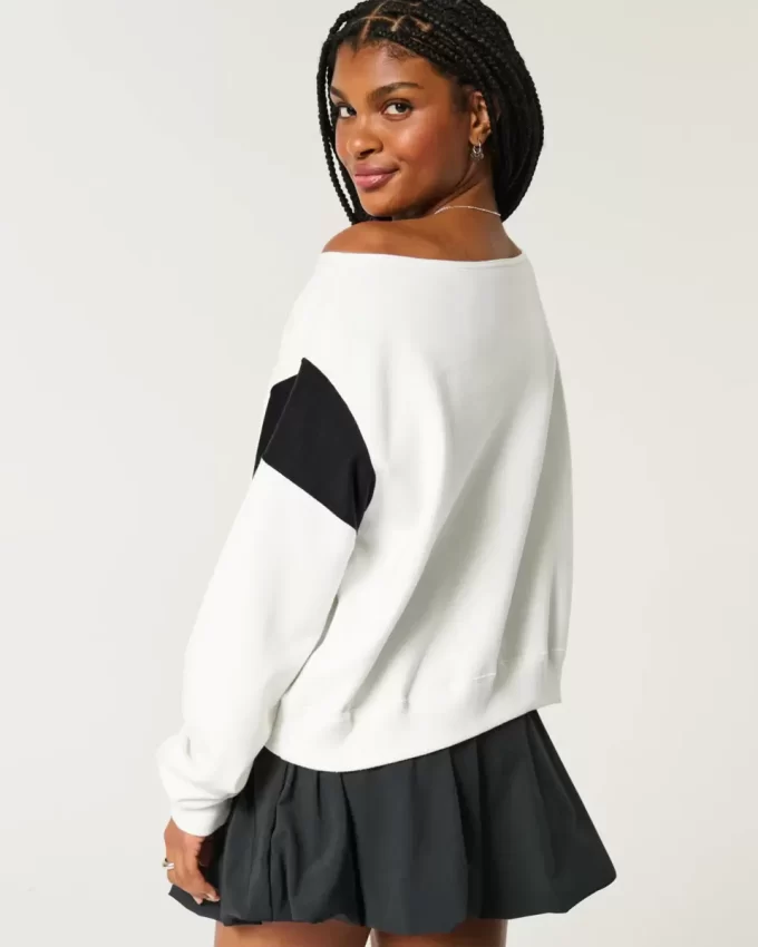 Omuzları Açık Miami Grafik Sweatshirt Omuzları Açık Miami Grafik Sweatshirt