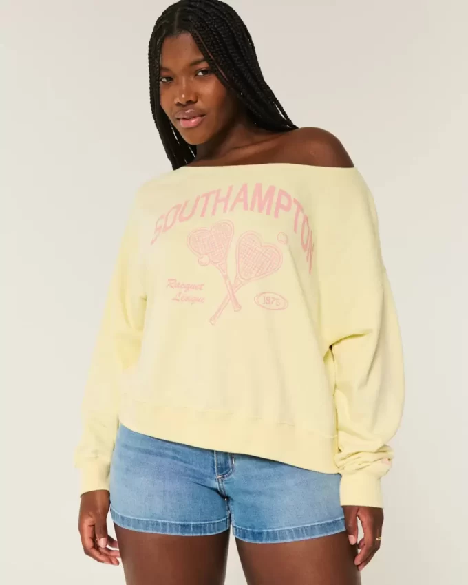 Omuzları Açık Southampton Grafik Sweatshirt