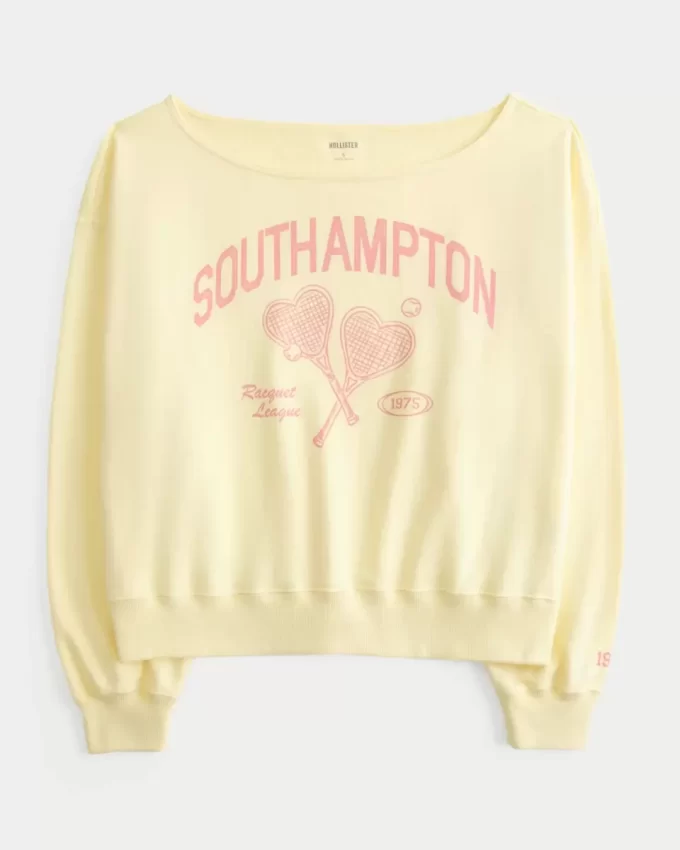 Omuzları Açık Southampton Grafik Sweatshirt
