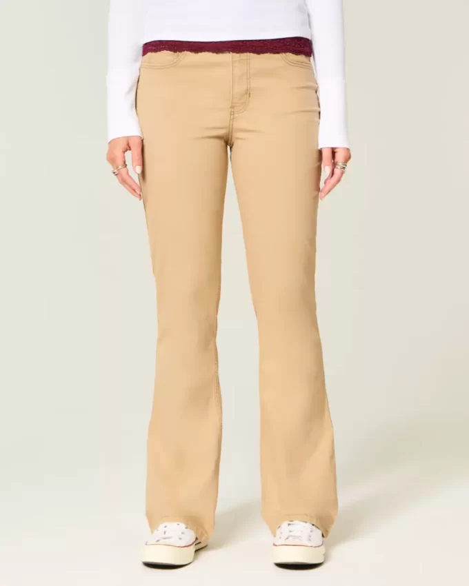 Orta Bel Haki Bootcut Pantolon