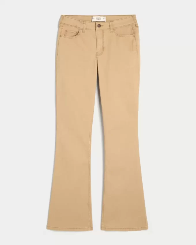 Orta Bel Haki Bootcut Pantolon