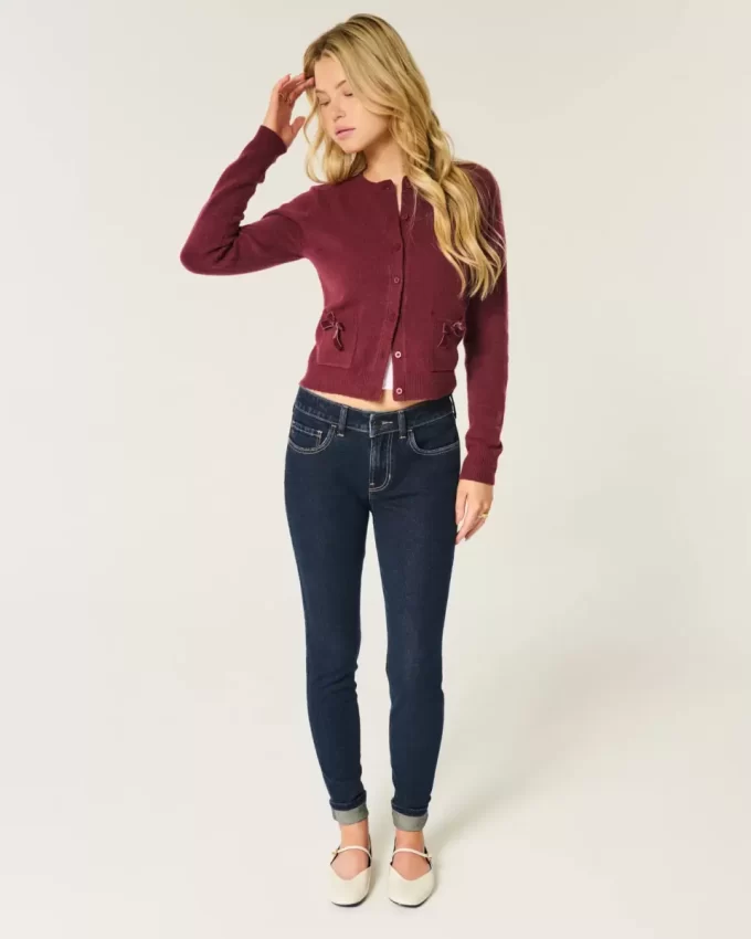 Orta Bel Koyu Yıkama Skinny Pantolon