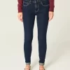 Orta Bel Koyu Yıkama Skinny Pantolon