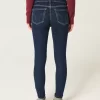 Orta Bel Koyu Yıkama Skinny Pantolon