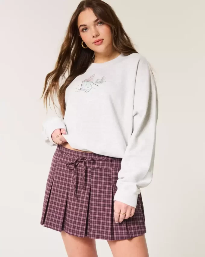 Orta Bel Pileli Mini Etek Orta Bel Pileli Mini Etek
