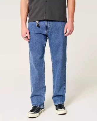 Orta Boy Yıkanmış Bol Kot Pantolon