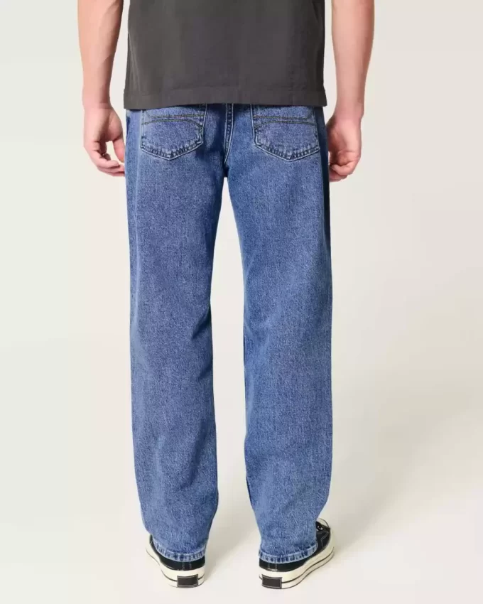 Orta Boy Yıkanmış Bol Kot Pantolon