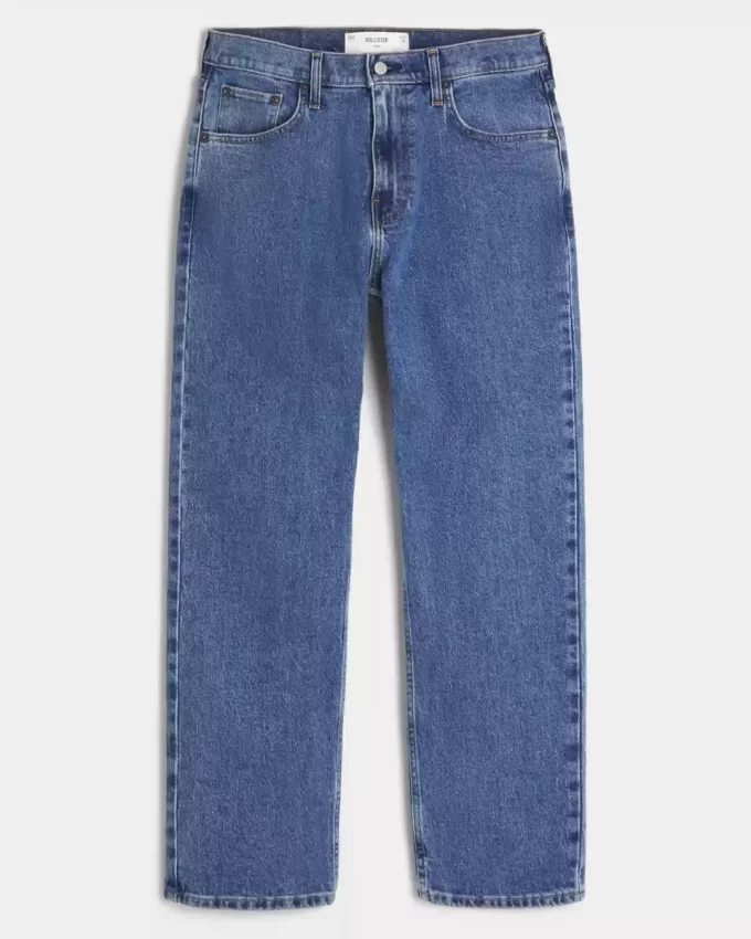 Orta Boy Yıkanmış Bol Kot Pantolon