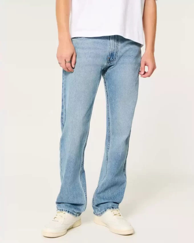 Orta Boy Yıkanmış Düz Kot Pantolon