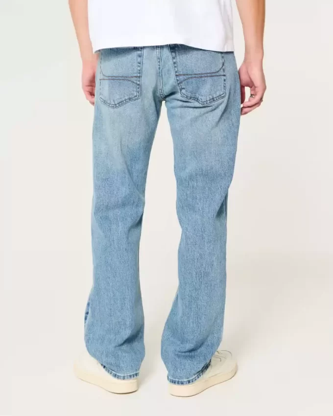 Orta Boy Yıkanmış Düz Kot Pantolon