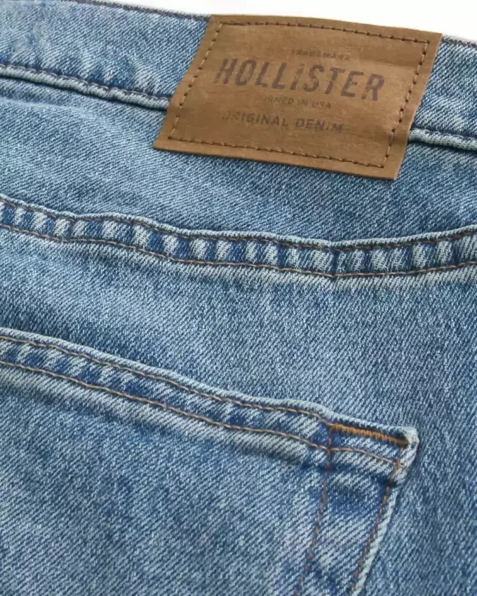 Orta Boy Yıkanmış Düz Kot Pantolon