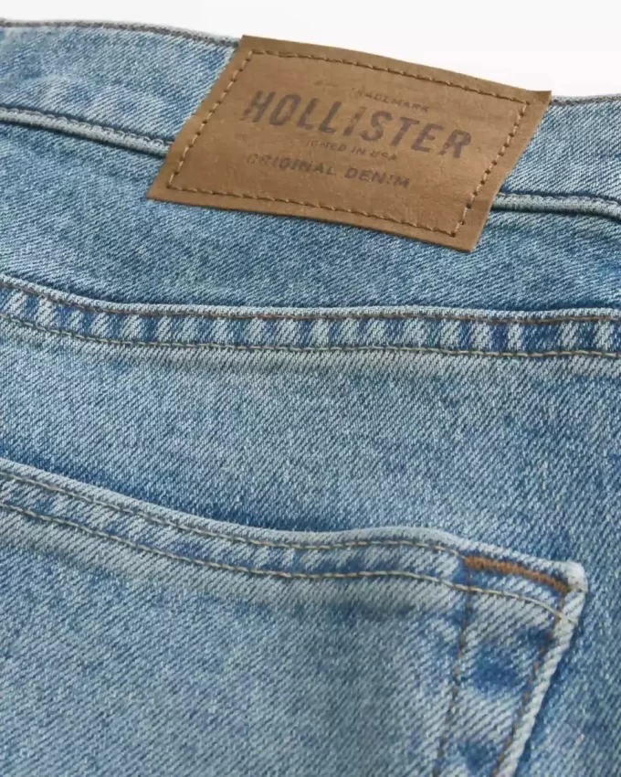 Orta Boy Yıkanmış Düz Kot Pantolon